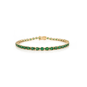 Hot Selling Prong Set Emerald Fine Luxury Stackable Tennis Bracelet Trending 14K Real Yellow <b>Gold</b> Engagement Gift Jewelry - Product Image 1
