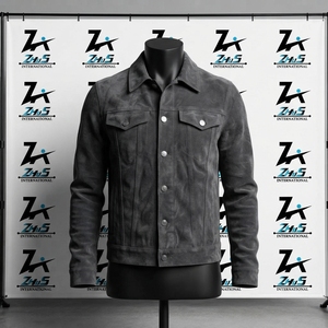 Manufacture Design Vintage <b>Suede</b> Leather <b>Jacket</b> Casual Button Up Fashion Outerwear Winter Warm Designer <b>Suede</b> Trucker <b>Jacket</b> - Product Image 1