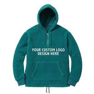 Sweat-shirt à capuche en molleton vert avec logo personnalisé, coupe classique décontractée pour homme, tricoté, couleur unie, imprimé sur le devant, hiver 2027 - Product Image 1