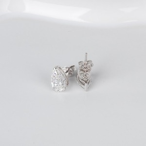 2ct E Color Pear Cut Lab Grown Diamond Earlobe <b>Earrings</b> 14K Solid Gold Premium Pear Solitaire Modern Luxury Wedding Fine Jewelry - Product Image 2