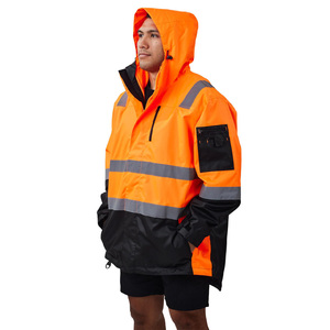 Chaqueta de Seguridad Impermeable con Capucha de Alta Visibilidad para Hombre, con Cinta Reflectante, Diseño Bicolor, Ropa de Trabajo, Chaqueta de Construcción, Venta al Por Mayor, Personalizable - Product Image 3