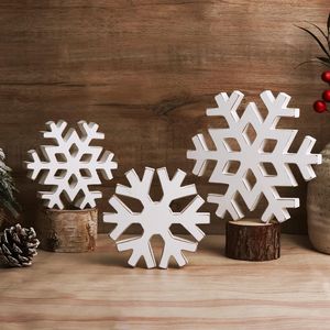 Decorazioni Natalizie Rustiche in Stile Fattoria: Set di 3 Insegne in Legno a Fiocco di Neve e Vassoio a Più Livelli, Varie Dimensioni per la Tavola delle Feste di Capodanno - Product Image 1