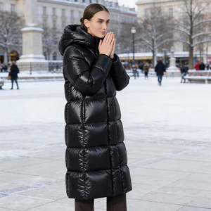 Dernière veste longue matelassée pour femme, résistante à l'eau, avec rembourrage en polyester, chaude et à capuche - Product Image 6