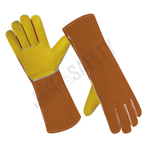 Gants de sécurité industriels en cuir de vachette grainé de qualité supérieure avec doublure en tissu aramide pour la lutte contre les incendies et les soudeurs TIG - Product Image 1