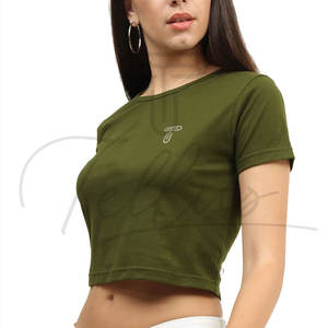 Crop tops pour femmes en coton, sexy et décontractés, avec logo personnalisé, vente en gros - Product Image 3