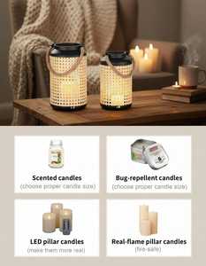 Natural <b>Rattan</b> Woven Tealight Candle Holders Pack 3 Rustic Vintage Seagrass Votive Holders for <b>Dining</b> <b>Table</b> Storage Baskets - Product Image 5