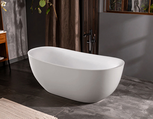 Bañera de Lujo Independiente de Acrílico Blanco Brillante de 1.7m, Diseño Moderno para Baño, Hotel o Villa - Product Image 1