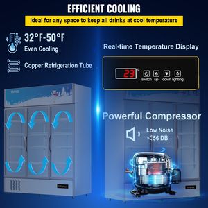 Commerciale 35 mc. ft. Tripla porta a battente verticale per bevande refrigeratore luce LED Display frigo per Home Store palestra ufficio per il vino - Product Image 5