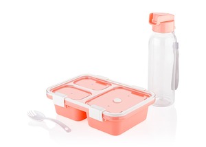 Ensemble boîte à lunch 3 compartiments et gourde, conteneur alimentaire de qualité alimentaire pour la préparation des repas, idéal pour étudiants, école, bureau, trajets quotidiens, bleu - Product Image 3