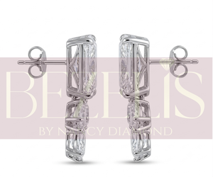 Pendientes de Diamantes con Corte Esmeralda en Oro Blanco para Mujer, con Piedras Laterales Marquise, Certificados por IGI, Joyería Clásica para Bodas - Product Image 2