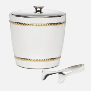 Ensemble élégant de seau à glace et pinces Reed & Barton Roseland Collection, nickelé avec accents dorés, pour bar à domicile, au prix le plus bas - Product Image 1