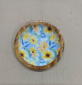 Decoración y accesorios para mesa de hogar y jardín Oyster Blue, madera de mango natural, impresiones personalizadas, posavasos esmaltados hechos a mano - Product Image 6