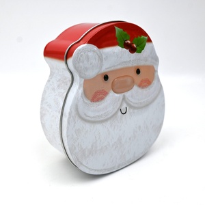 Santa Claus Head Shaped Tinplate <b>Box</b> with Embossed Lid for Candy and Food <b>Christmas</b> Gifts - Product Image 6