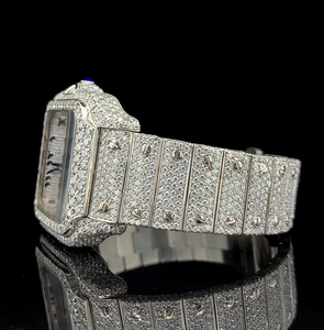 Silver Arabic Dial Diamond <b>Watch</b> with Stainless Steel <b>Case</b> Mechanical Movement GPS Waterproof Unisex Design - Product Image 4