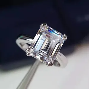 Princess Cut Moissanite Engagement <b>Ring</b> 925 Sterling <b>Silver</b> <b>Solitaire</b> <b>Ring</b> Classic Luxury Diamond Look Bridal Jewelry - Product Image 6