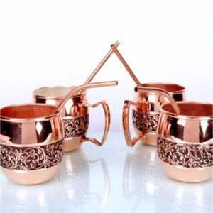 Taza de Cobre Puro con Relieve Antiguo, Taza de Cerveza de Cobre Hecha a Mano de Lujo para Bar, Juego de Regalo, Taza para Beber 100% Cobre Sólido - Product Image 2