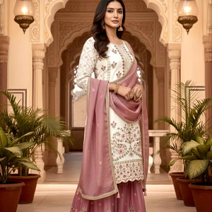 Conjunto Moderno de Top de Terciopelo con Lentejuelas y Pantalones Plazzo con Dupatta para Mujer, Ideal para Bodas y Diwali - Product Image 1