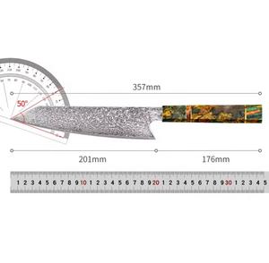 Couteau de chef en acier Damas forgé à la main, avec manche en bois ambidextre, revêtement antiadhésif, compatible lave-vaisselle, écologique - Product Image 5