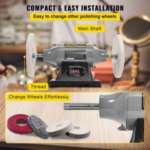 Lucidatrice per tornio da banco da 8 pollici motore 370W 3450 RPM per gioielli in legno argento ambra metallo tampone macchina lucidatrice - Product Image 5