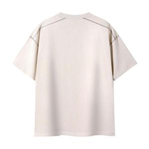 T-shirts en coton tricotés pour hommes, col rond, coupe oversize, épaules tombantes, manches courtes, confortables, écologiques, respirants, couleur unie, tendance - Product Image 4