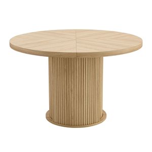 Tavolo da Pranzo Rotondo in Legno da 47,2 Pollici con Doppio Ripiano, Classico Effetto Legno e Forma a Colonna Romana per Officine - Product Image 2