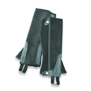 Black and Grey leather neoprene Full <b>Chaps</b>: Hand Made Horse Racing <b>Chaps</b> for Horse <b>Riding</b> Sports Custom Design and Logo - Product Image 1