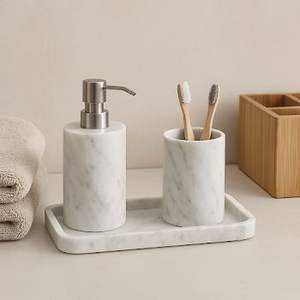 Juego de baño de diseño único de 4 piezas, tablero MDF con diseño impreso en esmalte, para el hogar, jabonera y soporte para cepillos de dientes a precio económico. - Product Image 5