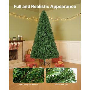 Albero di Natale Artificiale 2,2m con 1346 Punte di Rami, Decorazione Festiva Completa, Base in Metallo Robusta, Materiale PET Realistico per Feste in Casa - Product Image 3