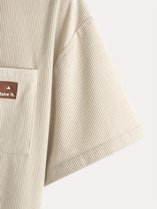 Two-Piece Men's Beige Summer <b>Set</b> Casual Two Piece Outfit Men's Two Piece <b>Set</b> Short Sleeve Shirt And Shorts - Product Image 6