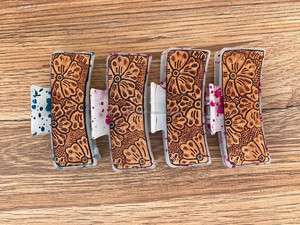 New Arrival Western Style Handmade <b>Tooled</b> Leather Hair Claw <b>Clips</b> Real Handmade Leather Hair Pins Accessories for Women and Girl - Product Image 4