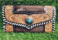Sabuk dompet kustom wanita mode Barat kulit DD tekstur penuh buatan tangan desain Cowgirl kualitas terbaik dengan ukiran perkakas