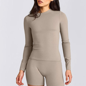 Activewear Yoga Shirt <b>Long</b> Sleeve Women's Wear Compression High Elastane Four Way Stretch Custom Material Seamless Shirt - Product Image 1