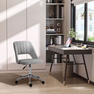 Fauteuil de bureau exécutif en velours gris avec dossier mi-hauteur rembourré, vérin à gaz haut de gamme, base robuste et fonction pivotante pour usage domestique - Product Image 2