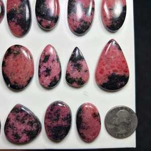 Cabujón de Cuarzo Natural Rosa y Negro, Piedra Preciosa Pulida Suelta para Joyería, Anillo, Colgante, AMAN GEMS JEWELLERY, Color Rajasthan - Product Image 6