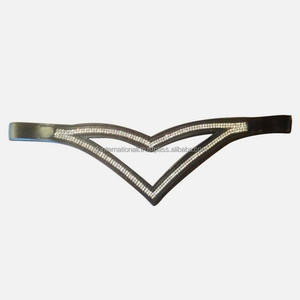 หนังสีดำประดับคริสตัลรูปตัววีคู่หนังรูปม้าอังกฤษมีขนาดและสีที่กำหนดเองทั้งหมด - Product Image 1