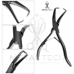 Pince professionnelle en acier inoxydable noir mat pour l'élimination des extensions capillaires, tête incurvée, outil de dépose pour micro-anneaux et liens de kératine - Product Image 6