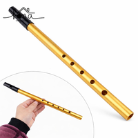 Set Brass Whistle Flute BB Key Open Bass Metal Penny Whistle Multiple Sizes Gold Finish Musical Instrument Beginners Practice