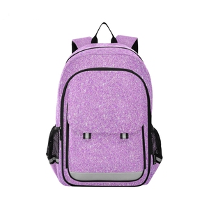 Purple Glitter <b>Backpack</b> with Mesh Side Pocket 30-40L Capacity 600D Material for Sports and School Use - Product Image 2
