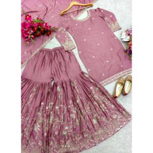 Haut brodé élégant de style traditionnel chinois, Sarara Dupatta pour les occasions spéciales - Product Image 2