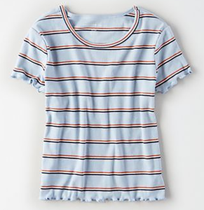 Top Corto Casual de Punto Acanalado Rosa para Mujer, 100% Algodón, Cuello Redondo, Manga Corta, Corte Regular, para Primavera/Verano - Product Image 5