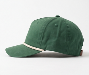 Casquette en coton unisexe verte avec bordure en corde contrastée, ajustement décontracté, chapeau printemps-été - Product Image 2