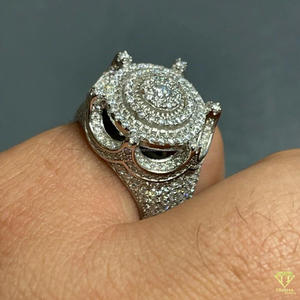 Lab Grown Diamond Owl Statement <b>Ring</b> for Men White <b>Gold</b> Luxury Hip Hop Animal Bird Designer <b>Cocktail</b> <b>Ring</b> Gift for Him - Product Image 3