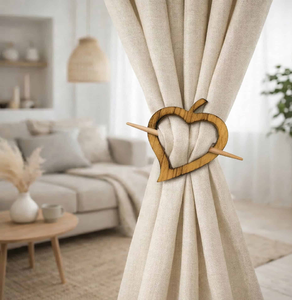 Wood Curtain Tieback <b>Ring</b> Hooks <b>Clip</b> Wood Heart Shape Modern Decorative Curtains Ticback <b>Ring</b> Holdback - Product Image 1