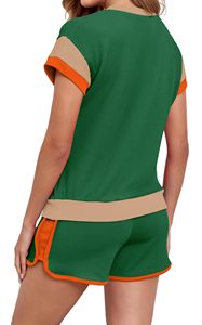 Conjunto de Camiseta y Pantalones Cortos Personalizados de Alta Calidad, 100% Algodón, con Logotipo, 2 Piezas, Tallas Grandes, Lisos, para Gimnasio, para Mujer - Product Image 5