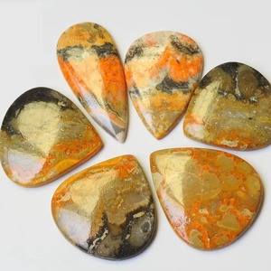 Quartz naturel Bumble Bee, cabochon poli lisse taille poire, forme fantaisie jaune sur une face, 20-40MM, pierre en vrac pour la fabrication de bijoux - Product Image 5