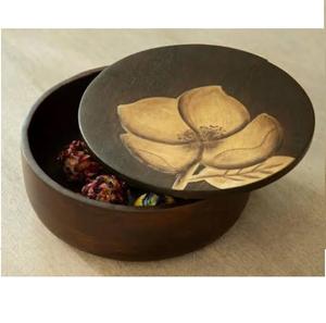 Casseroles en bois de designer, rondes, pour servir des roti, finition foncée, design artisanal, casseroles pour servir, design le plus récent - Product Image 1