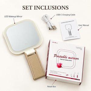 Travel Makeup <b>Mirror</b> with Lights, 3 Color Modes & Stepless Dimming , Lighted Makeup <b>Mirror</b>, Multi-Angle Adjustable <b>Foldable</b> - Product Image 3