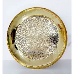 Handmade Engraved Brass Copper <b>Plate</b> <b>Decorative</b> Serving Tray Luxury Hammered Metal Charger <b>Plate</b> for Home Hotel Decor <b>Plates</b> - Product Image 1