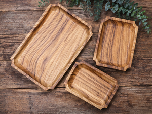 Handmade Durable Polished Eco-Friendly Acacia Wood <b>Serving</b> Tray <b>Set</b> Natural Rectangular Food <b>Serving</b> Platters - Product Image 4