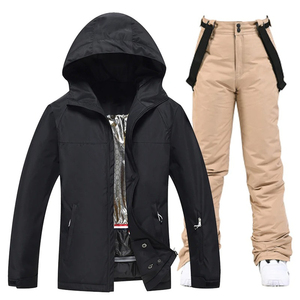 Veste de ski imperméable pour femme, à capuche, isolée synthétiquement, noire, rembourrée en coton PP, fermeture éclair, pour la neige - Product Image 6